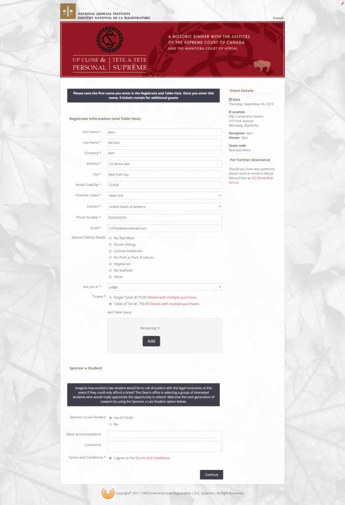 Gala Dinner Registration