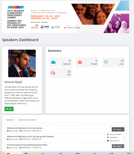 Speakers Dashboard